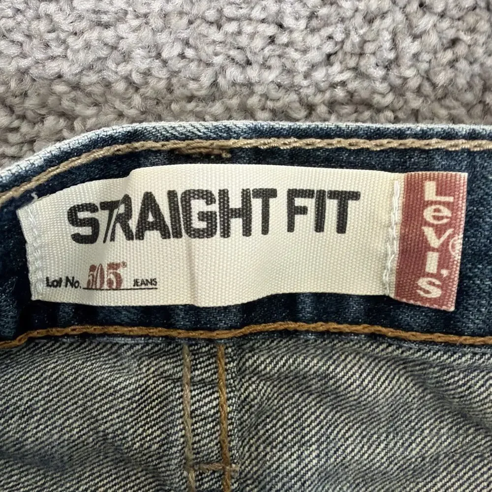 Levis 505 Jeans Mens 32x30 Faded Whiskered Denim Straight Leg Y2K Honeycomb Work